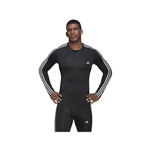 adidas techfit 3-stripes training long-sleeve top, maglietta uomo, black, l