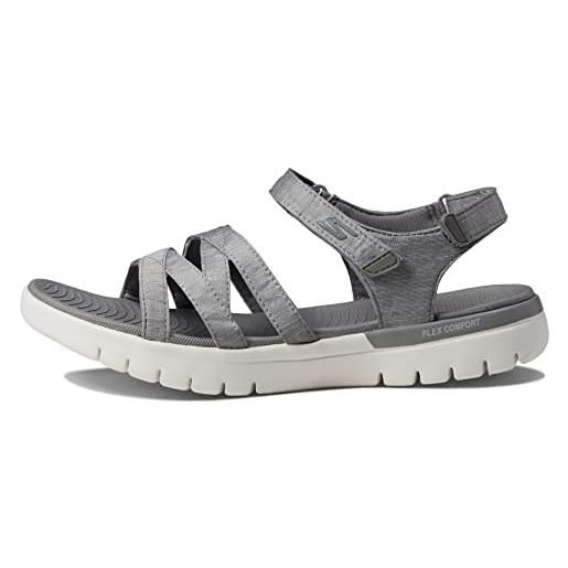 Skechers flex on-the-go - finissimo, sandalo sportivo donna, grigio scuro, 41.5 eu stretta