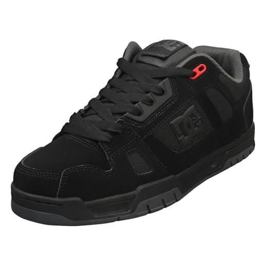 DC Shoes stag-scarpe da uomo in pelle, ginnastica, nero/grigio/rosso, 48.5 eu