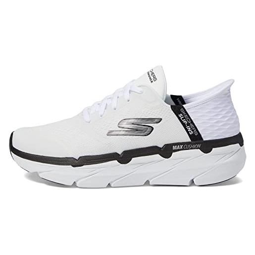 Skechers max cushioning slip-ins-athletic training running walking scarpe con memory foam, ginnastica uomo, nero/bianco, 45.5 eu