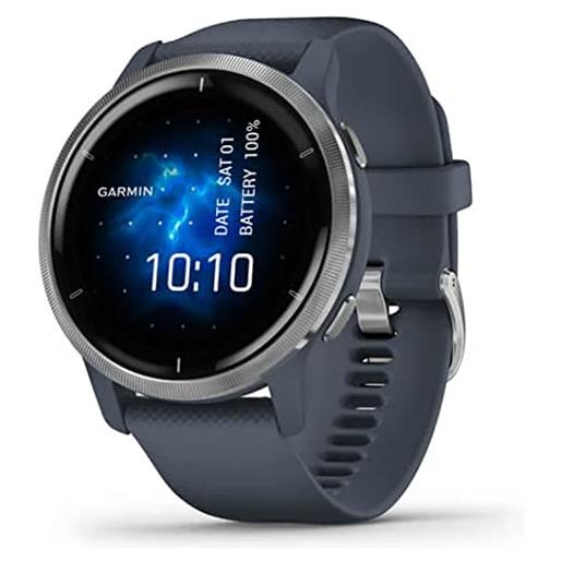 Garmin venu 2, smartwatch amoled 1,3, cassa da 45mm, autonomia 11 giorni, Garmin pay, musica, +25 sport, gps, cardio, spo2 (silver & granite blue)