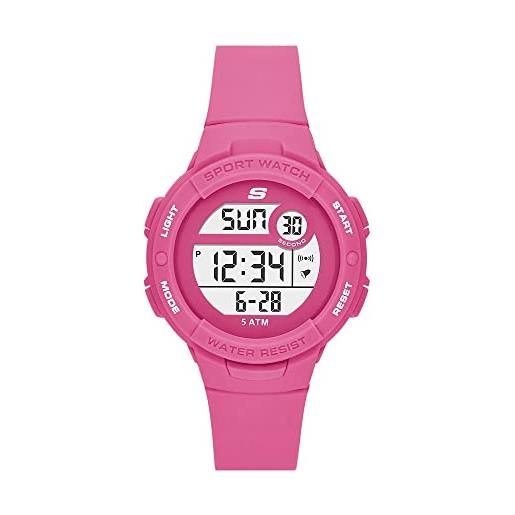 Skechers orologio crenshaw donna, movimento digitale, cassa in poliuretano rosa 42mm con cinturino in poliuretano, sr2131