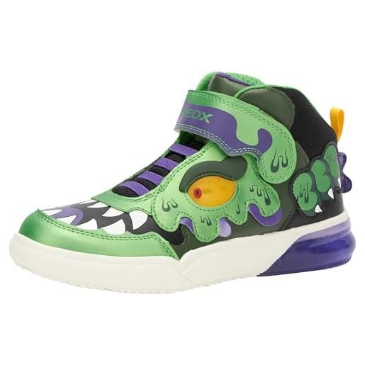 Geox j grayjay boy, scarpe da ginnastica, green purple, 34 eu