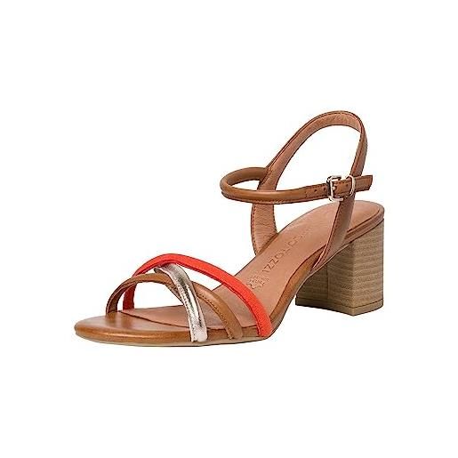 Marco tozzi 2-2-28357-20 sandali in pelle, tacco donna, cognac comb, 37 eu