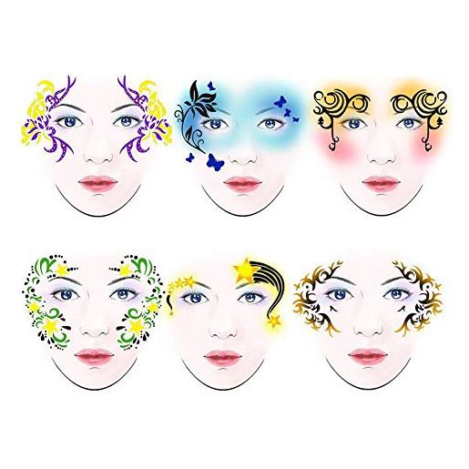 Soarup face paint stencil, 7styles/set riutilizzabili body painting modello fiore farfalla facciale design perfetto per feste, natale, halloween, carnevale, scuola & chiesa eventi. 
