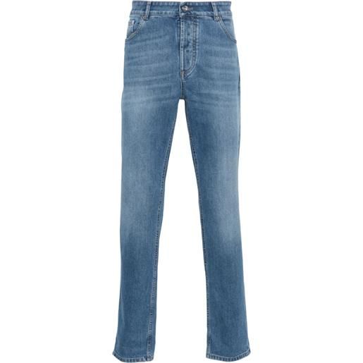 Brunello Cucinelli jeans slim a vita media - blu