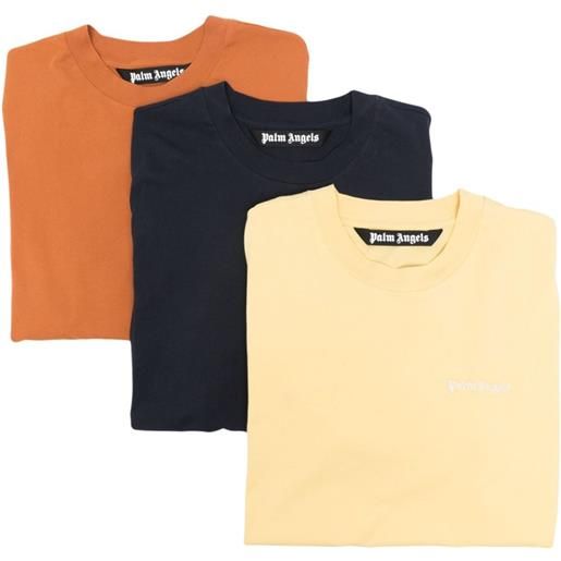 Palm Angels set di 3 t-shirt con ricamo - giallo