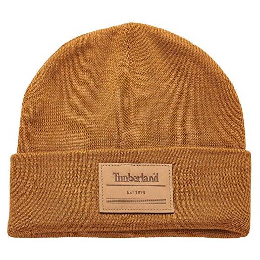 Timberland - berretto da uomo a maglia con patch in pelle - - taglia unica