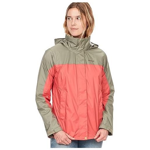 Marmot donna wm's precip eco jacket, giacca antipioggia rigida, impermeabile ultraleggera, antivento, impermeabile, traspirante, multicolore (grapefruit/vetiver), s