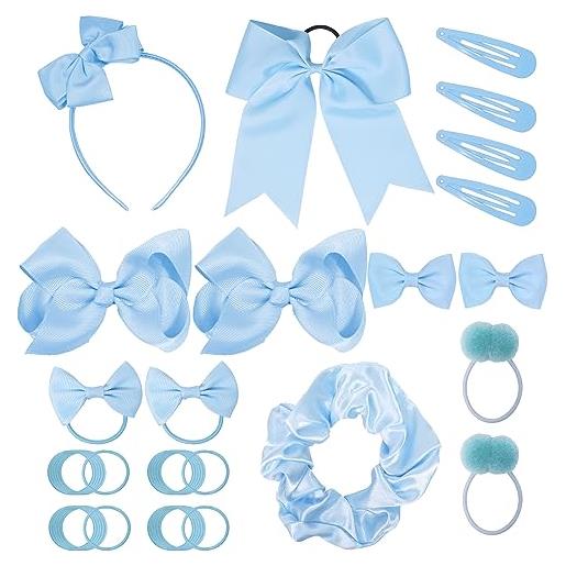 Qaziuy set di 45 accessori per capelli da ragazza, con fiocco blu, per capelli, per ragazze, ragazzi, halloween, natale, festa dei bambini