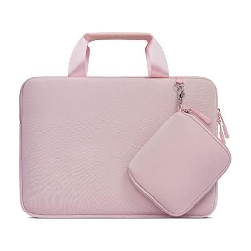 MOSISO custodia borsa porta pc laptop compatibile con mac. Book pro 16,15-15,6 pollici notebook 2024-2019 m3 m2 m1/pro retina 15, neoprene valigetta borsa con staccabile case, rosa