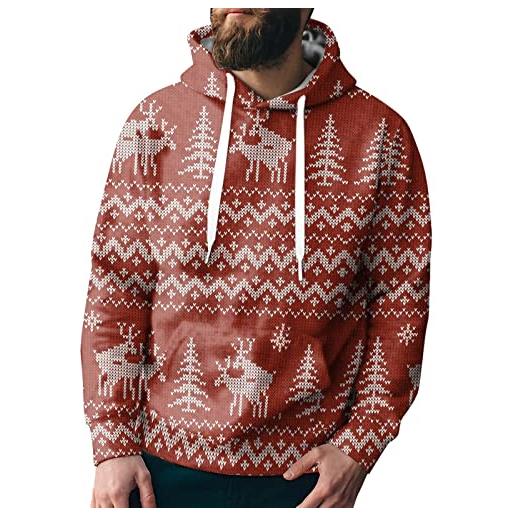 Generic felpa uomo taglie forti 6xl - maglione a maniche lunghe con cappuccio e maniche lunghe con stampa natalizia maschile autunno e inverno per il tempo libero da uomo con tasca vestiti da lavoro