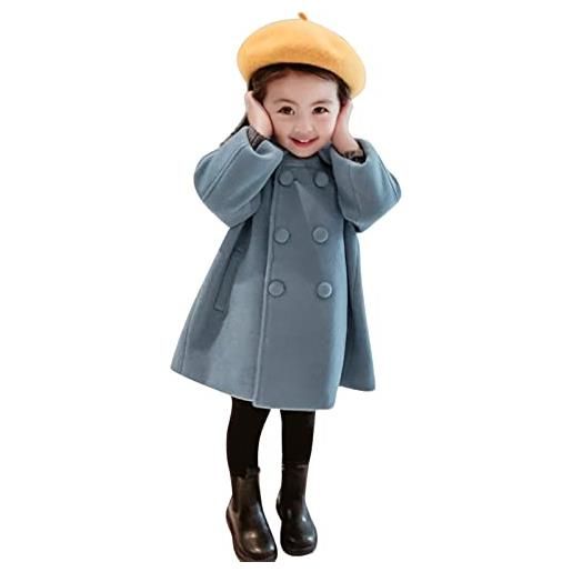 ADXFWORU cappottino solido per bambini per bambine cappotto elegante con colletto dentellato giacca a doppio cappotto in lana trench capispalla giubbotto finta pelliccia