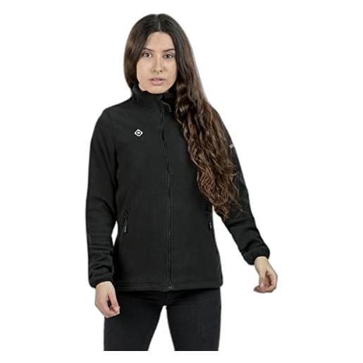 IZAS - felpa polar per donna - giacca in pile con collo alto e cerniera - pile invernale leggero - asciugatura rapida - per attività outdoor - padru nero e fucsia - xxl