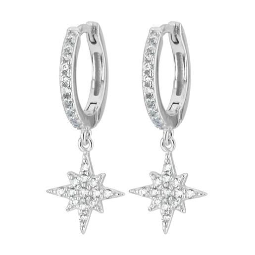 Uniqa jewels orecchini stella pendenti cerchio donna argento sterling 925 con stella orecchini a cerchio con ciondolo a forma di stella piccola cz per donna ragazza