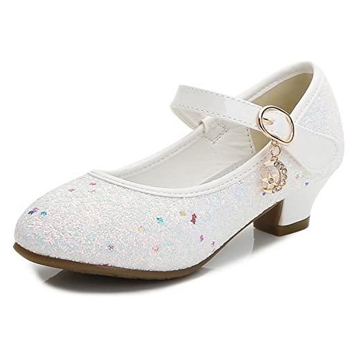 YOSICIL scarpe eleganti per ragazze con tacco alto eleganti princess scarpe con pompa per feste bambini scarpe in pelle per bambini con paillettes scarpe da ballo primaverili e autunnali