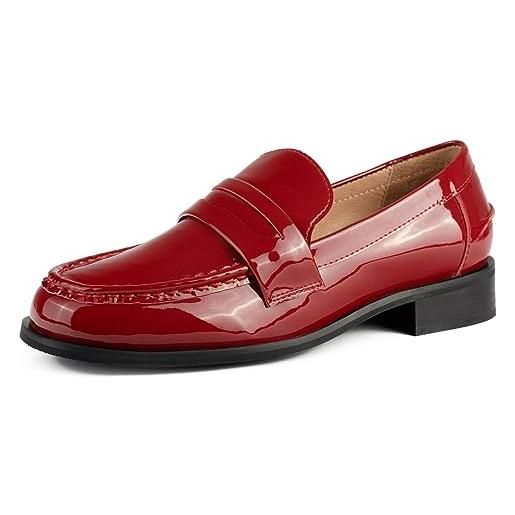 L37 HANDMADE SHOES loafer i pelle verniciata i scarpe fatte a mano i stile unico i good advice, mocassino donna, colore: rosso, 39 eu