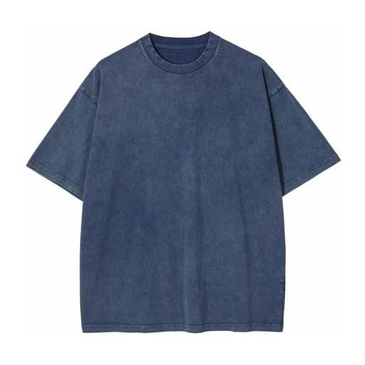 Aelfric Eden maglietta da uomo, tinta unita, oversize, unisex, casual, in cotone, a maniche corte, 02-blu scuro, s