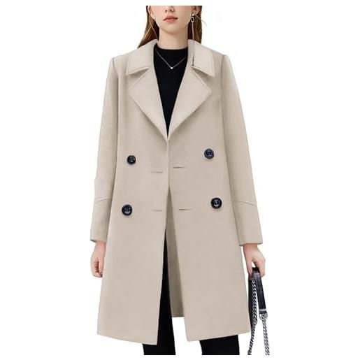DayaEmmoTQ - cappotto/trench da donna doppiopetto, media lunghezza, sciancrato, con risvolto, stile casual classico, alla moda, blu, xxl