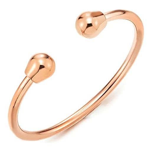 COOLSTEELANDBEYOND elastico regolabile braccialetto del polsino, bracciale da uomo donna, acciaio inossidabile, oro rosa