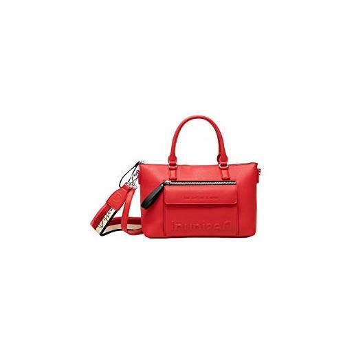 Desigual pu hand bag, borsa a mano donna, colore: rosso, u