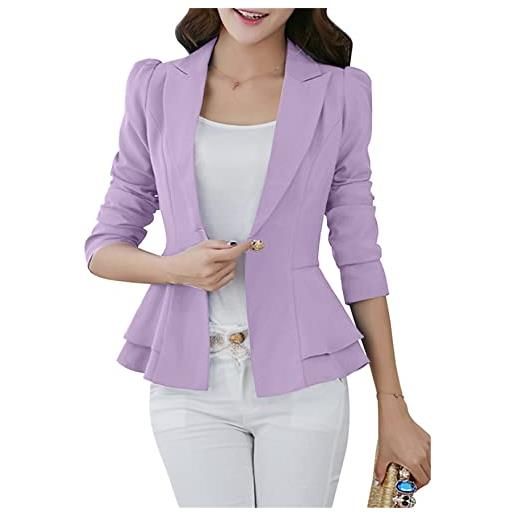 TYQQU donne giacca corta casual blazer blazer stile bavero basic blazer da lavoro a maniche lunghe rosa 3xl