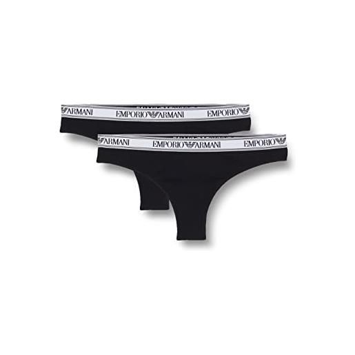 Emporio Armani underwear bi-pack brazilian brief iconic logoband, confezione da 2 lettere brasiliane, donna, nero, xs