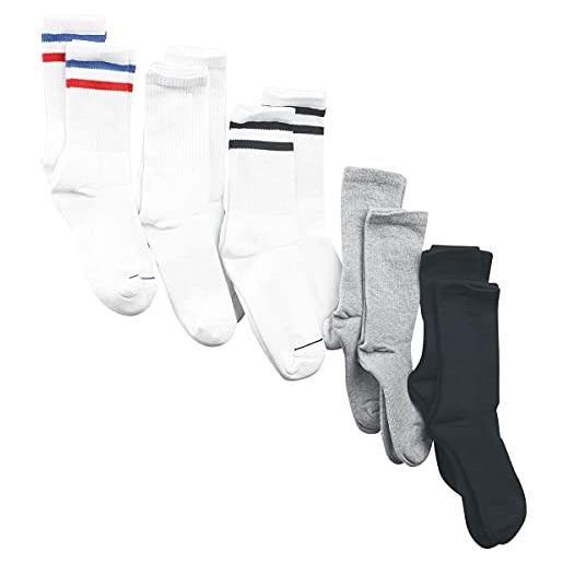 Urban Classics socken sporty socks 10-pack calzini, blk/wht/gry+wht/nvy/rd+wht/blk, 47-50 unisex-adulto