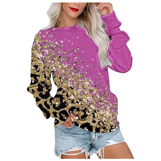 Uikceten autunno e inverno moda manica lunga girocollo maglione felpa leopard print donna hoodless felpa online shop, w, s