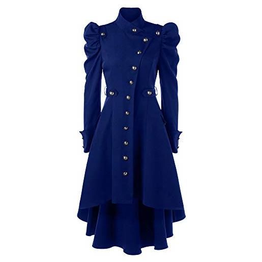 Xmiral giacca da donna vintage steampunk soprabito gotico retro cappotto lungo (xxl, blu)