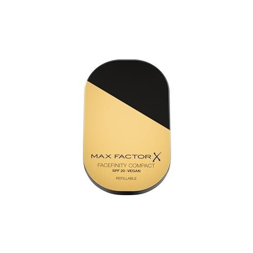 Max Factor - fondotinta facefinity compatto, formula vegan, fondotinta dalla coprenza modulabile e dal finish mat, fino a 24 ore di tenuta, spf 20, 033, crystal beige, 10 g