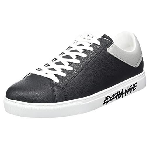 Armani Exchange logo paris back&side, scarpe da ginnastica uomo, op white black, 46 eu