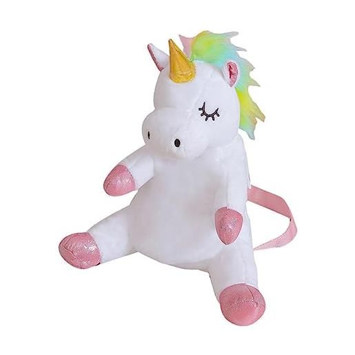 HAPINARY giocattoli animali guanti giocattoli zaino in peluche per bambini zaino unicorno tasca portamonete borsa animale bambino bianca