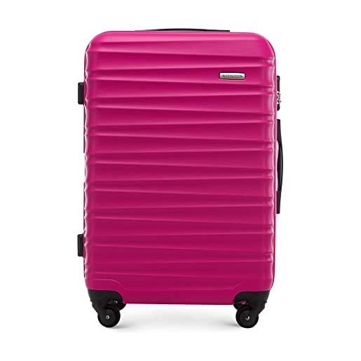 WITTCHEN valigia da viaggio bagaglio a mano valigia da cabina valigia rigida in abs con 4 ruote girevoli serratura a combinazione maniglia telescopica groove line taglia m rosa