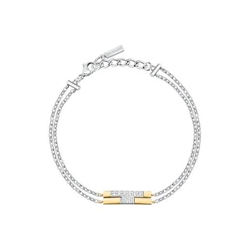 Trussardi t-logo bracciale donna in acciaio, zirconi - tjaxc27