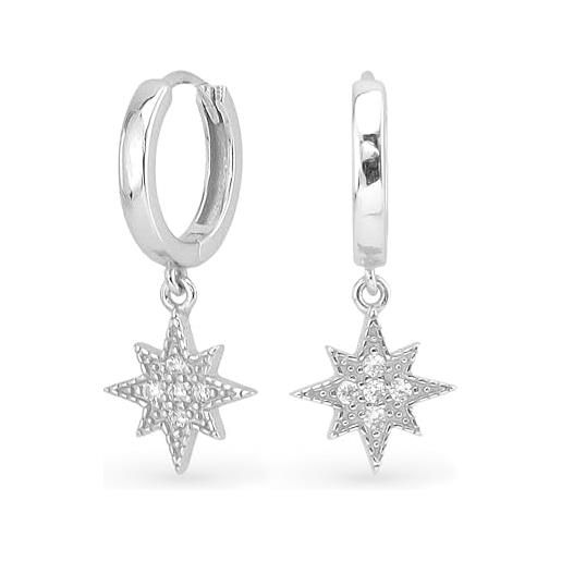 Uniqa jewels orecchini pendenti cerchio donna argento sterling 925, orecchini a cerchio con ciondolo a forma di stella luna sole fulmine piccola gioielli regalo per donna ragazza