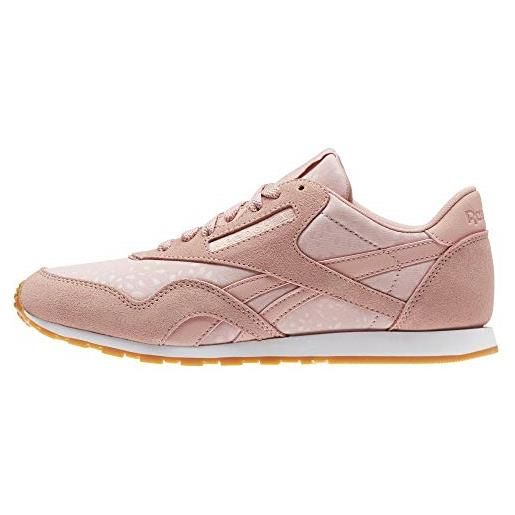 Reebok classic nylon slim text lux, scarpe da ginnastica basse donna, rosa (chalk pink/white/gum), 38 eu