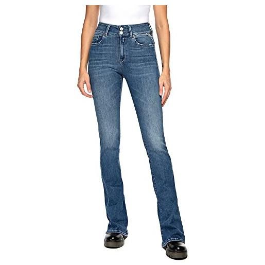 Replay newluz flare jeans, blu (medio 009), 3232 donna