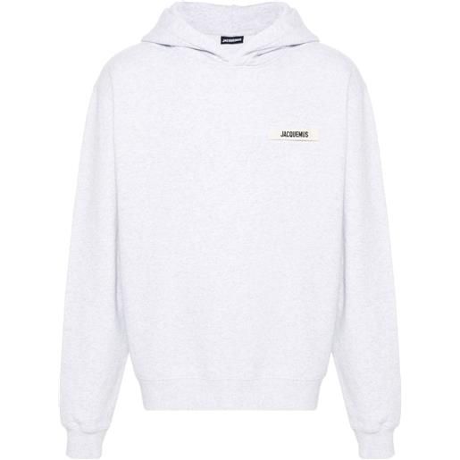 Jacquemus top le hoodie gros grain con logo - grigio