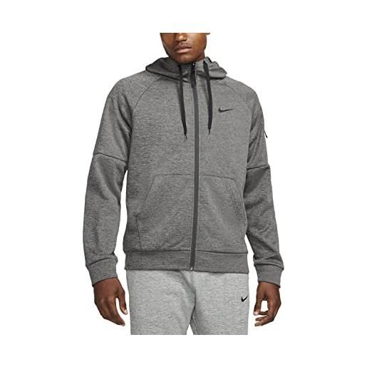 Nike uomo hooded full zip ls top m nk tf hd fz, charcoal heathr/dk smoke grey/black, dq4830-071, xl