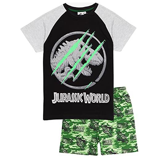 Jurassic World pigiama boys bambini camo t-shirt shorts o pantaloni opzioni 6-7 anni