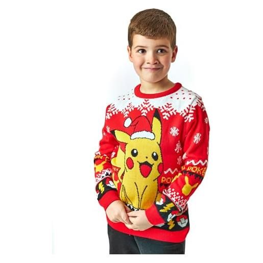 Pokemon kids maglione di natale lavorato a maglia rosso | maglione pikachu festivo - caldo e divertente | regalo di natale ideale per i giovani allenatori sweatshirt apparel