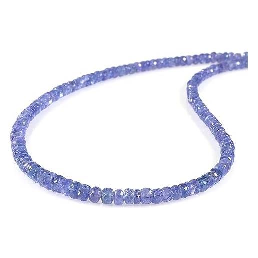 NirvanaIN collana di tanzanite naturale con lucchetto in argento sterling 925, gioielli di perle di tanzanite genuina sfaccettata, collana blu