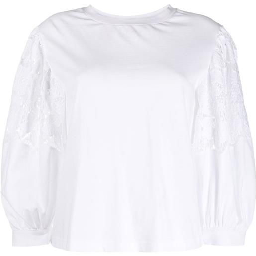 See by Chloé t-shirt con ricamo a fiori - bianco