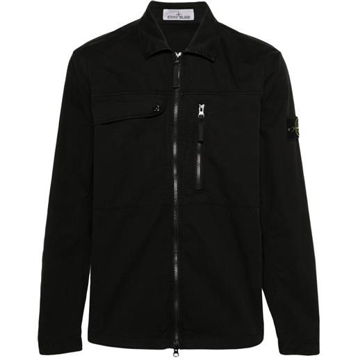 Stone Island giacca-camicia con applicazione compass - nero