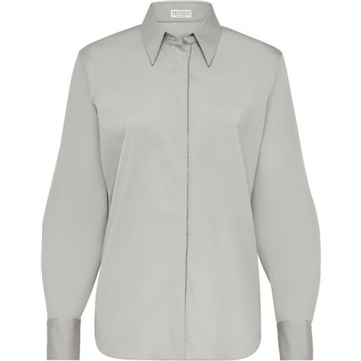 Brunello Cucinelli camicia con colletto ampio - grigio
