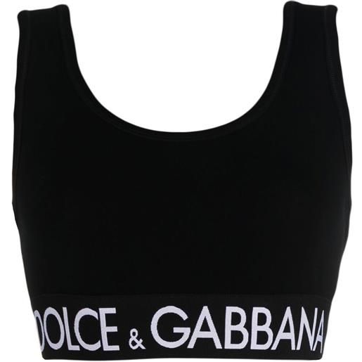 Dolce & Gabbana top crop con logo - nero