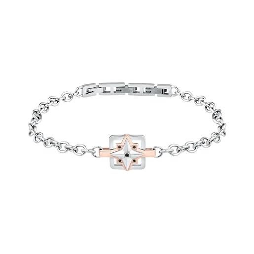 Morellato bracciale uomo in acciaio inossidabile, pietra pavè, ip oro rosa, collezione versilia, rosa dei venti - sahb15