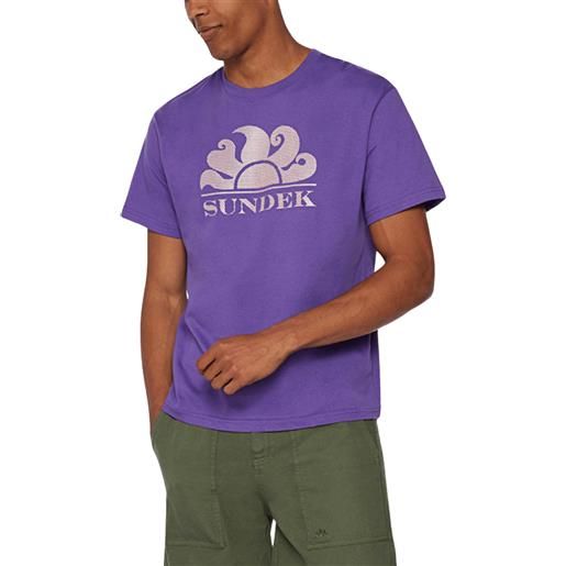 SUNDEK t-shirt stampa logo tratteggiato mezze maniche uomo