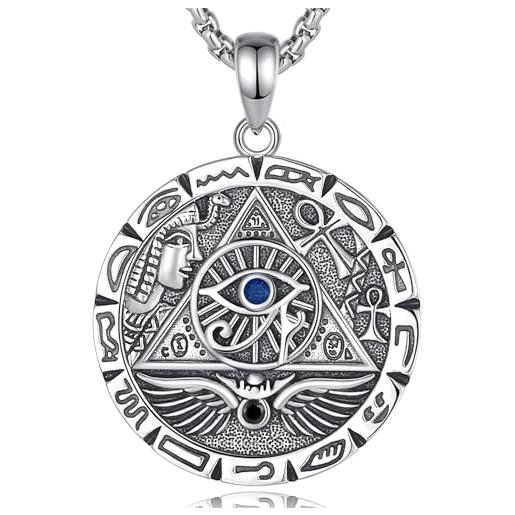 CELESTIA collana con ciondolo ankh croce di ankh occhio di horus piramide cleopatra argento 925 lapislazzuli gioielli egitto talismano amuleto regalo donna festa della mamma